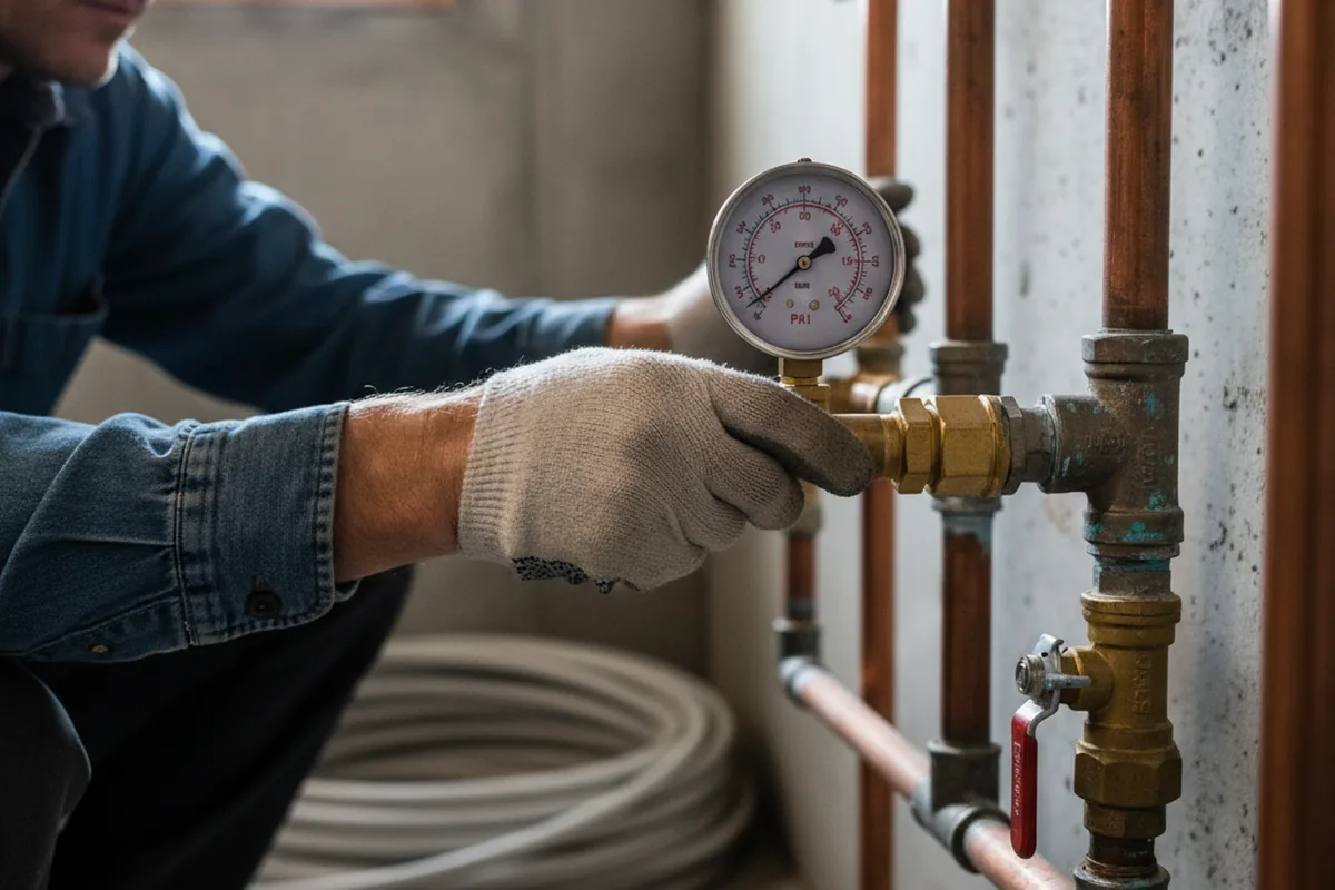 Pressure testing a repaired line during Water Line Repair in Melba